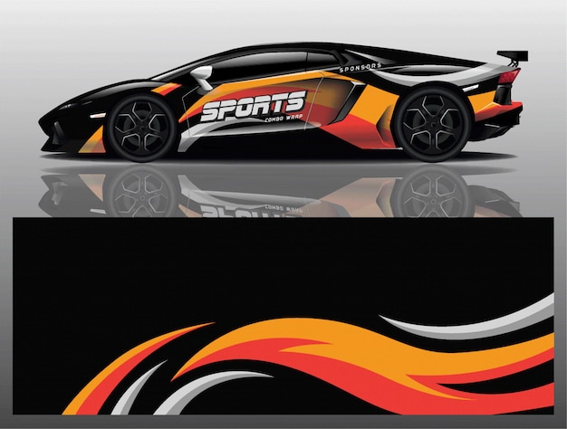 Sport car decal wrap design vector