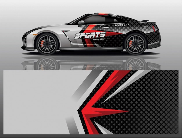 Sport car decal wrap design vector