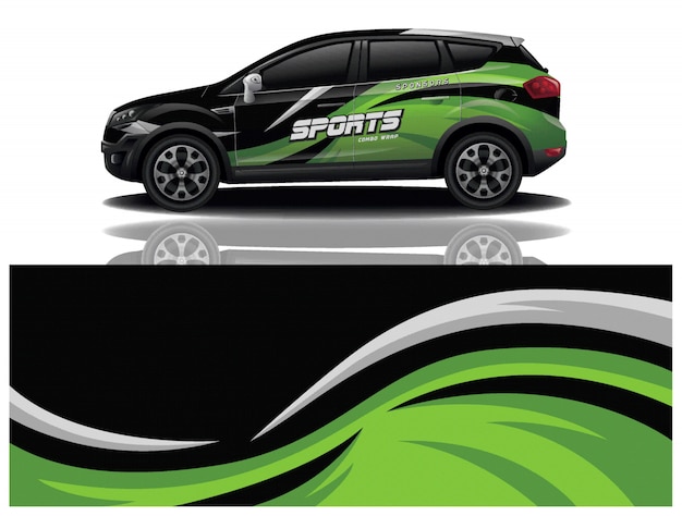 sport car decal wrap design vector