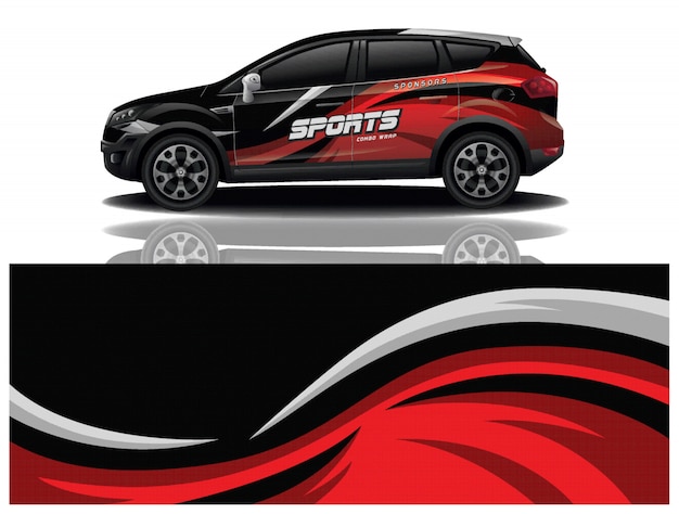 sport car decal wrap design vector