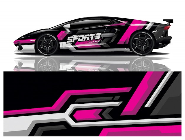 sport car decal wrap design vector