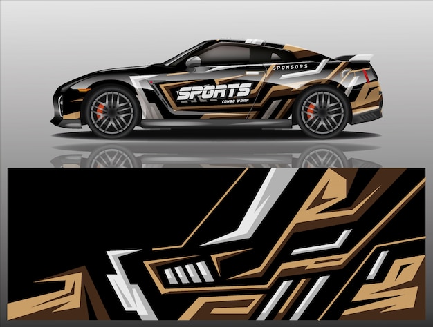 Sport car decal wrap design vector