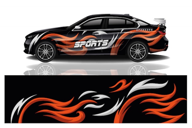 sport car decal wrap design vector