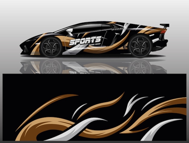 sport car decal wrap design vector