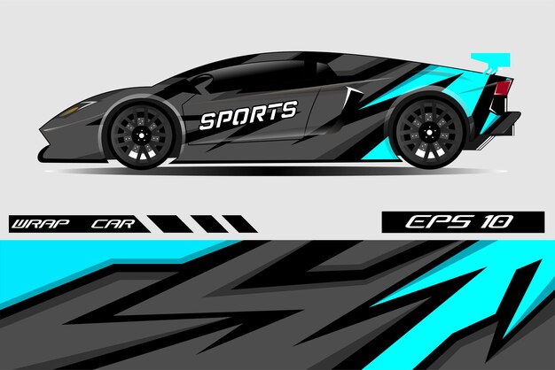 sport car decal wrap design vector