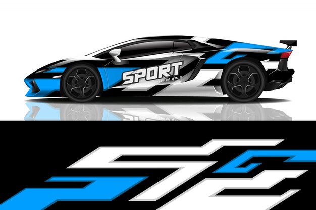 Sport car decal wrap design