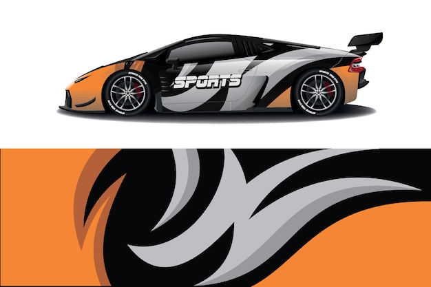 Sport car decal wrap design