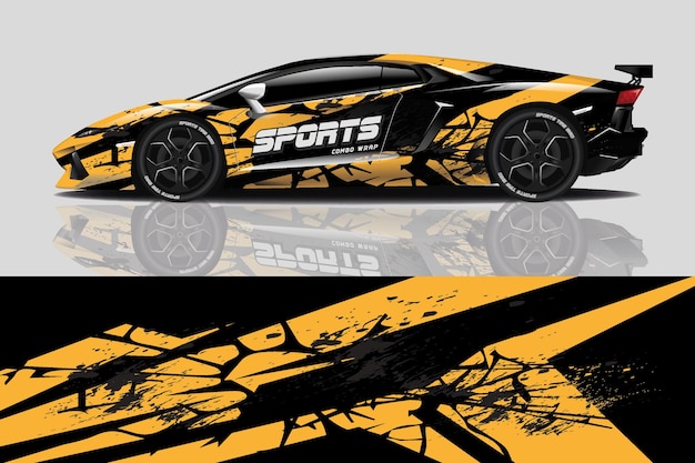 Sport car decal wrap design