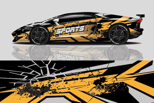 Sport car decal wrap design