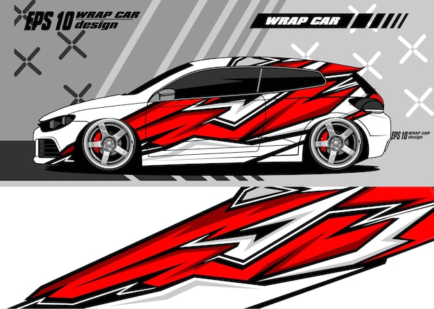 Sport car decal wrap illustration Premium Vector