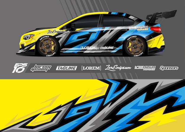 Vector sport car decal wrap illustration