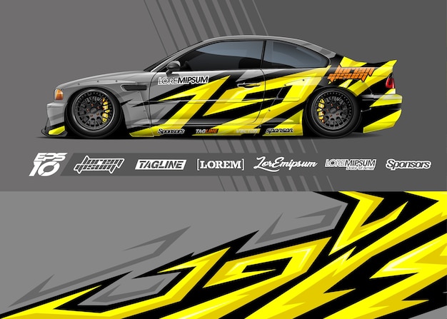 Vector sport car decal wrap illustration