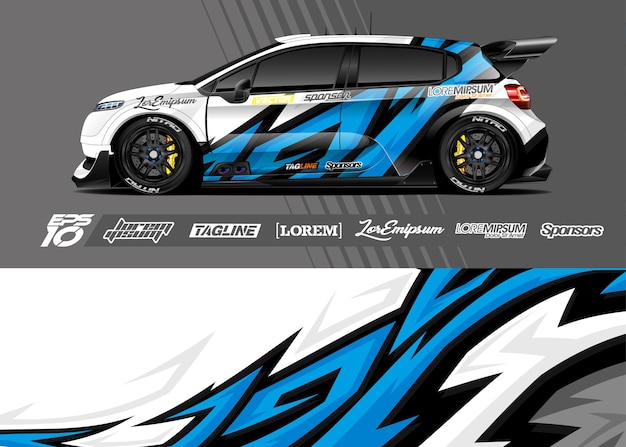 Vector sport car decal wrap illustration