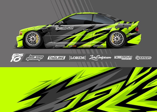 Sport car decal wrap illustration