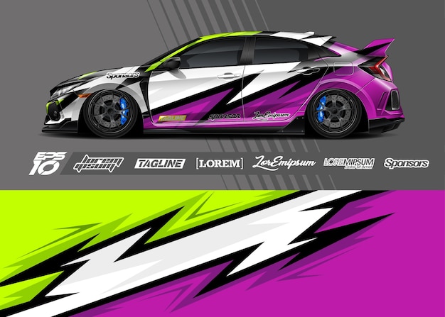 Sport car decal wrap illustration