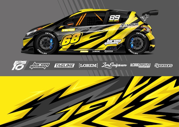 Sport car decal wrap illustration