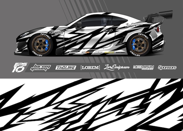 Vector sport car decal wrap illustration