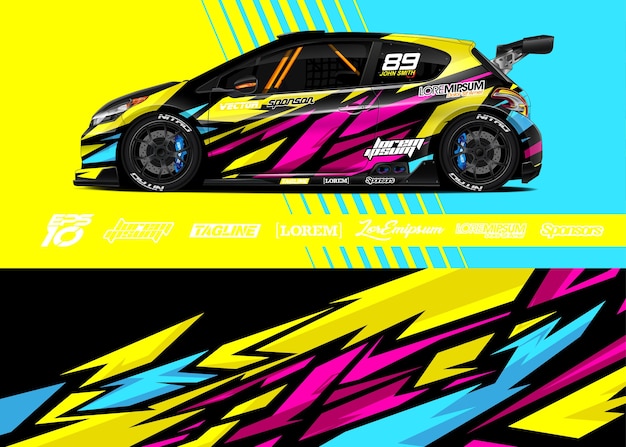 Sport car decal wrap illustration