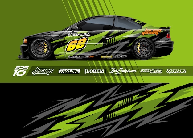 Vector sport car decal wrap illustration