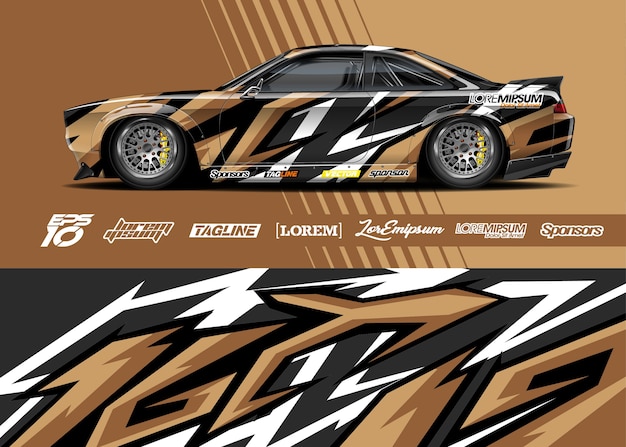 Vector sport car decal wrap illustration