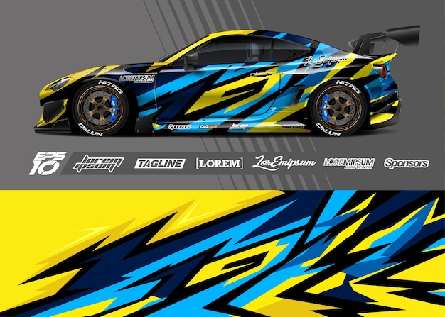 Vector sport car decal wrap illustration