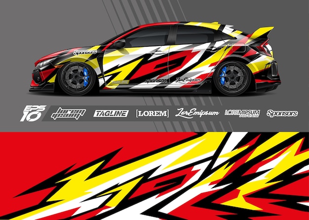 Sport car decal wrap illustration