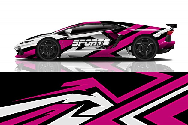 sport car decal wrap illustration