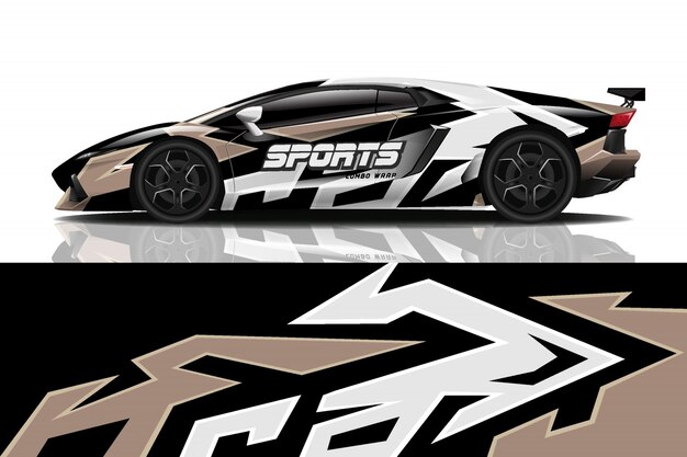 sport car decal wrap illustration