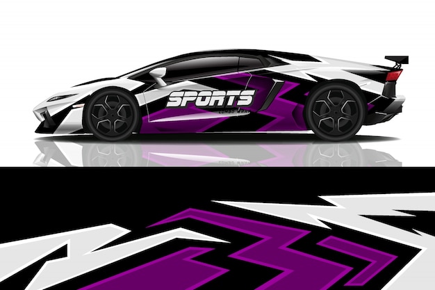 sport car decal wrap illustration