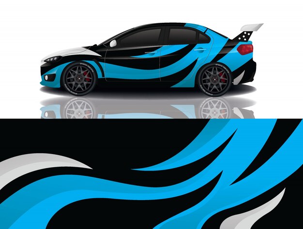 sport car decal wrap illustration