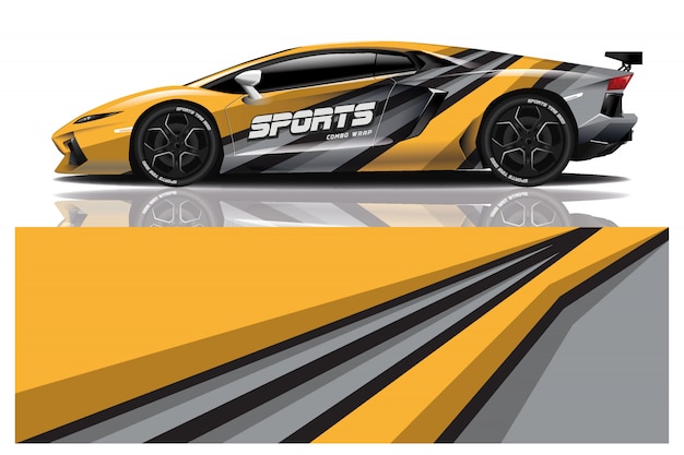 Sport car decal wrap illustration