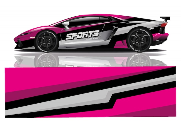 sport car decal wrap illustration