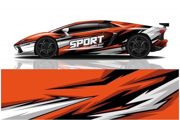 Sport car decal wrap illustration