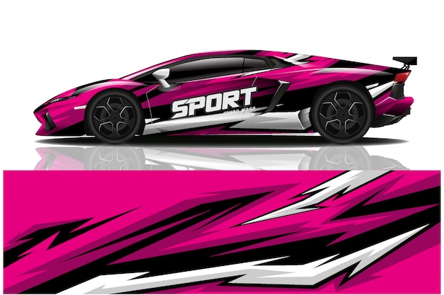 Sport car decal wrap illustration