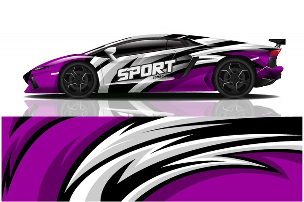 Sport car decal wrap illustration