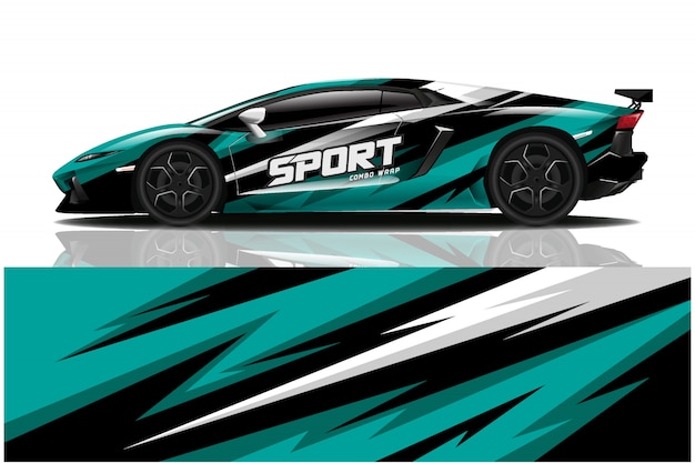 Sport car decal wrap illustration