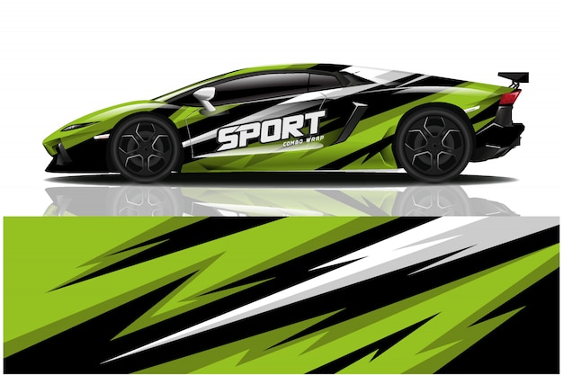 Sport car decal wrap illustration