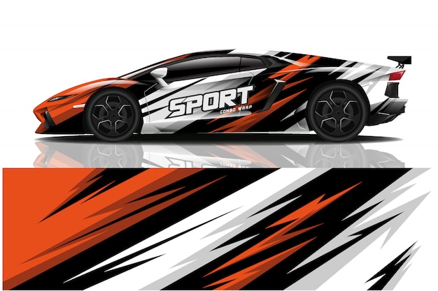 Sport car decal wrap illustration