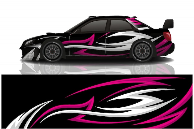 Sport car decal wrap illustration