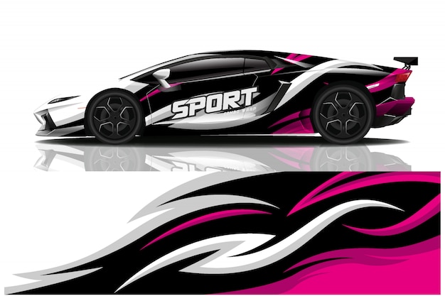 sport car decal wrap illustration