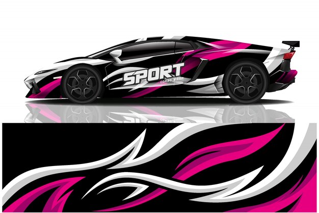 sport car decal wrap illustration