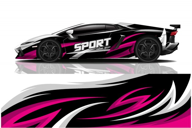 sport car decal wrap illustration