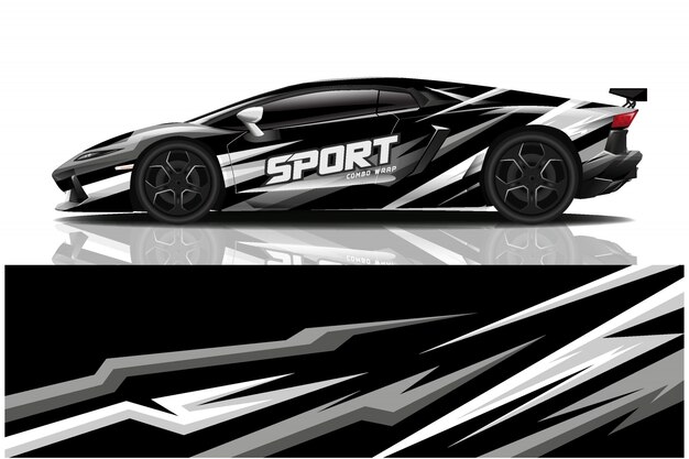 sport car decal wrap illustration