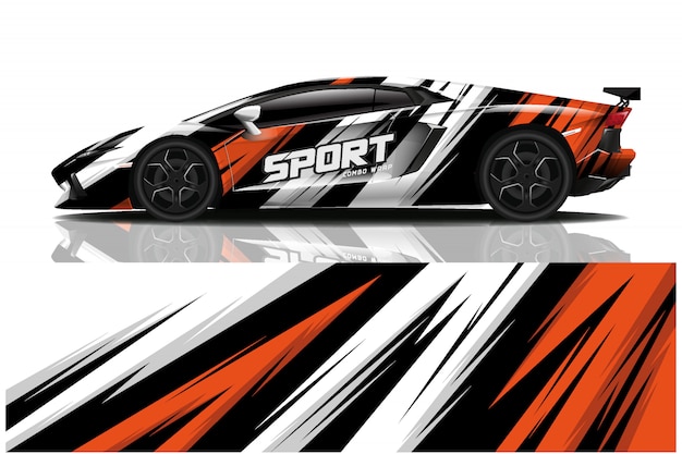 sport car decal wrap illustration