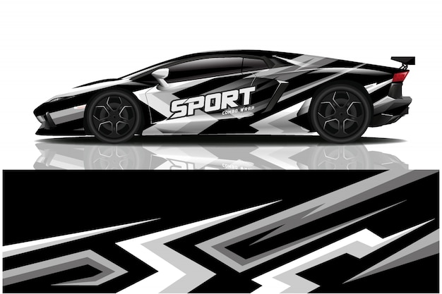 sport car decal wrap illustration