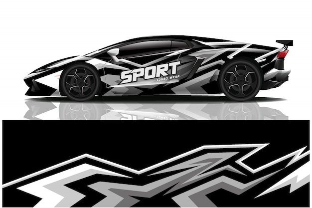 Sport car decal wrap illustration