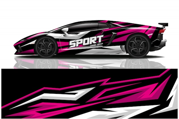 sport car decal wrap illustration