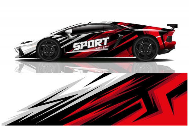 Sport car decal wrap illustration