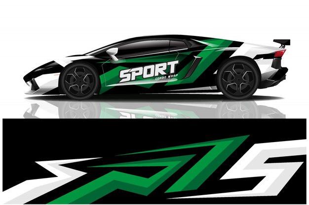 sport car decal wrap illustration