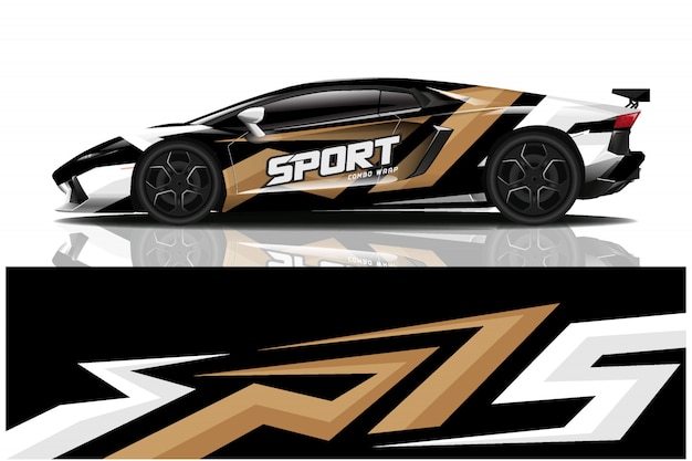 sport car decal wrap illustration